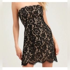 Lulus Maci Black Lace Strapless Mini Dress